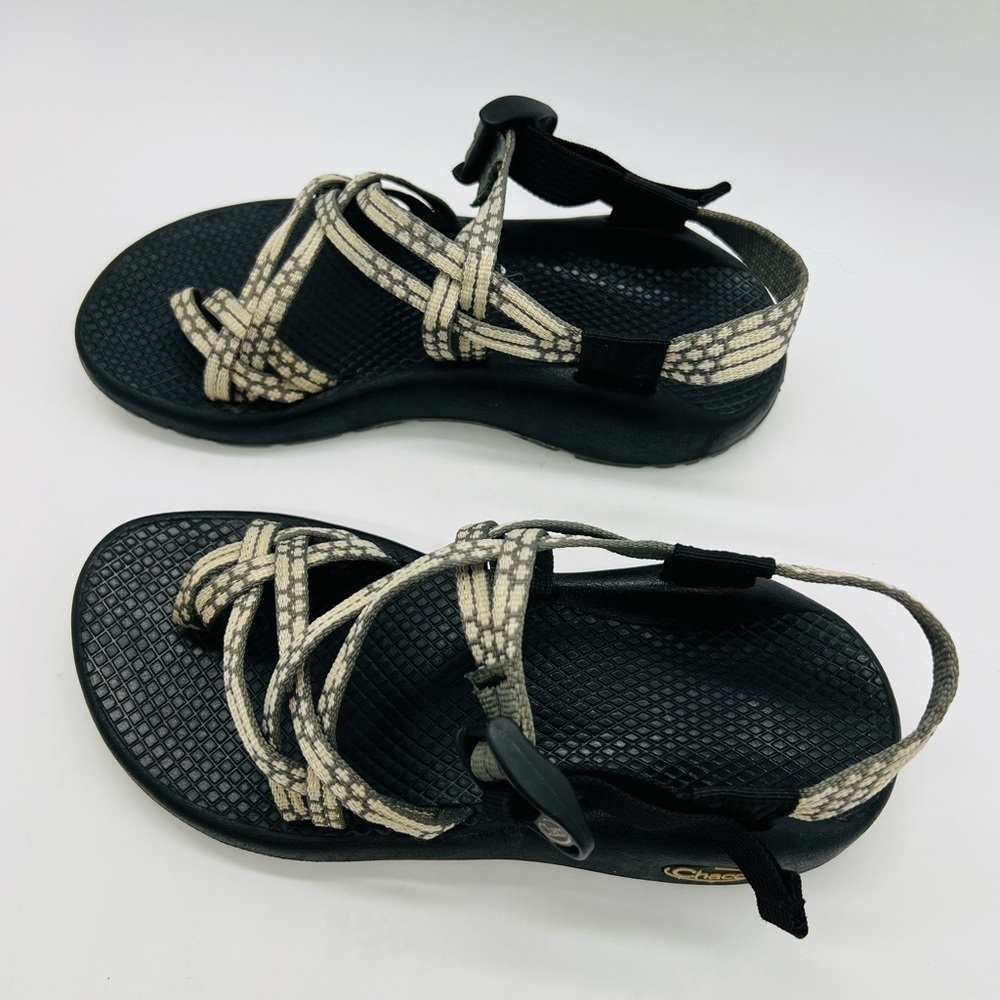 CHACO WOMENS OUTDOOR ADVENTURE STRAPPY SANDALS SIZE 6 BEIGE/OLIVE GREEN - Picture 3 of 12